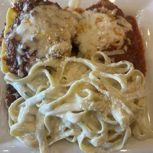 Tour of Italy (lasagna, chicken, Parmesan, fettuccine Alfredo)