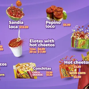 a menu of mexican food