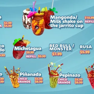 a list of different drinks