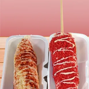Elotes enteros con hot Cheetos