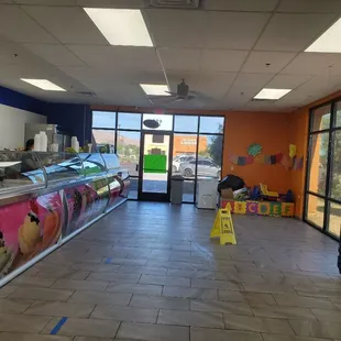 the inside of a deli