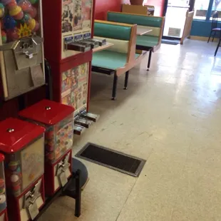 Sticker/candy machines+ half the seating area