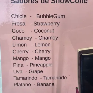 Sabores de SnowCone August 2021