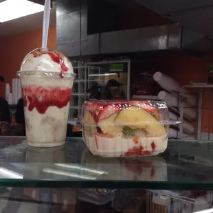 Fresa con crema y hawaiana