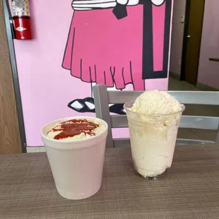 a milkshake and a cup of milkshake