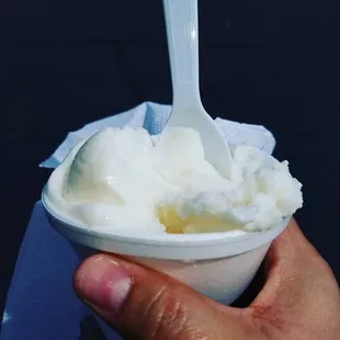 Guanabana ice cream with chucks of fruit in it