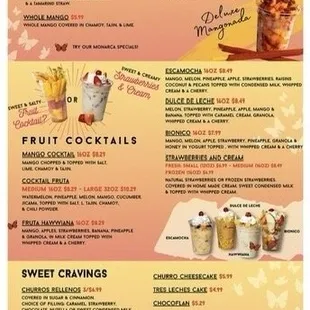 the menu for the restaurant