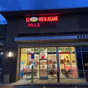 the front of the restaurant