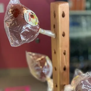 Candy apple coated with chili powder