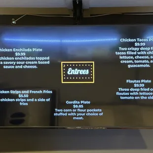 Entrees 1 Menu