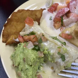 a plate of food with a fork