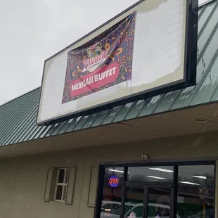 a sign for a mexican buffet