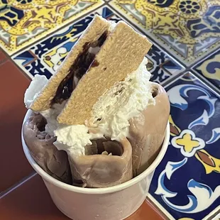 S'mores Rolled Ice Cream