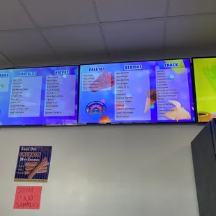 menus on the wall