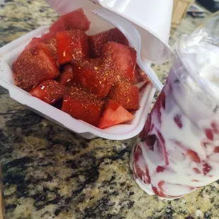 strawberries and yogurt