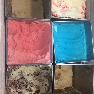 Different ice cream flavors.