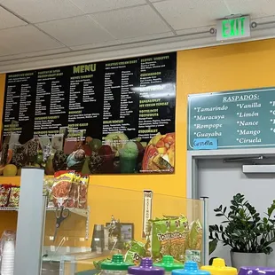 the menu of the restaurant