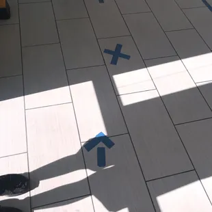 Taped spaces for safety measures