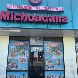 the entrance of a mexican restaurant
