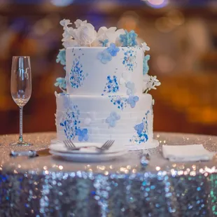 a wedding cake on a table