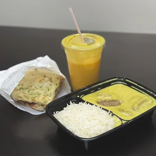 VT3. Malai Kofta T2. Garlic Naan Mango Lassi