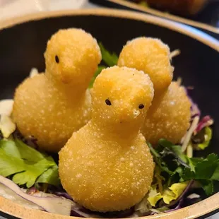 Crispy dumpling with minced pork!  Too cute!