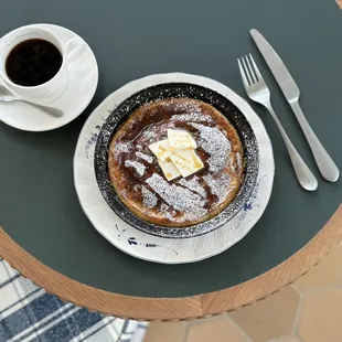 pancake with butter and coffee