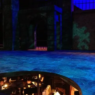 Front second row at Les Mis and can see the band under the stage :-)