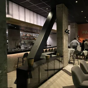 the bar and lounge area of the restaurant