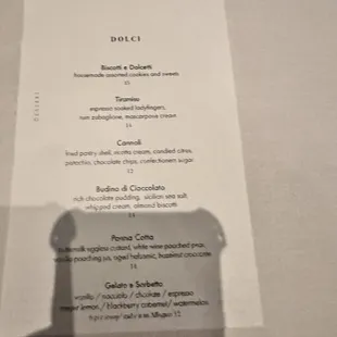 Dessert Menu
