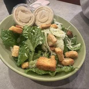 a salad with croutons