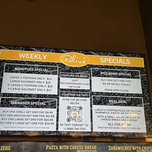 Menu as of November 2023