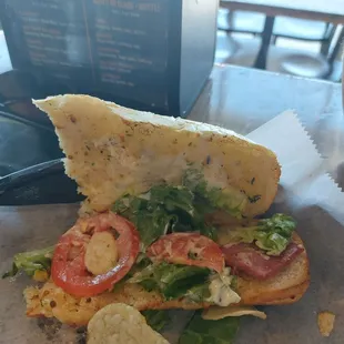 Hot ham sandwich with only 1 little piece of ham