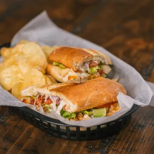 a sandwich and chips