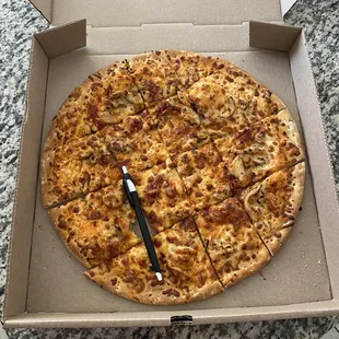 A "Large" buffalo chicken pizza