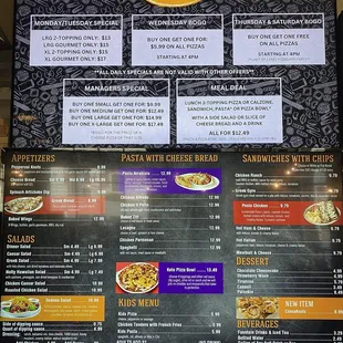 Menu and special offers