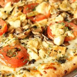 a close up of a pizza