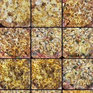 a variety of different pizzas