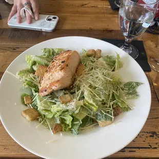 Caesar salad with salmon