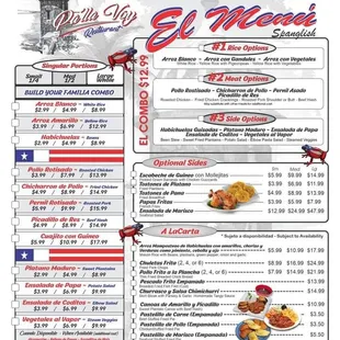 Pa'lla Voy Restaurant * Menu Page 1 of 2
