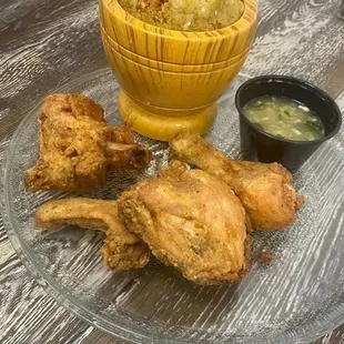 Mofongo con Chicharrones de Pollo / Mofongo with Fried Chicken Cracklings