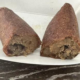 Inside view Accapuria. Made with green plantains and ground beef.