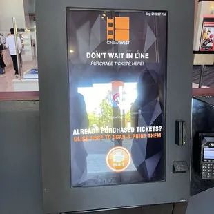 If you purchased tickets online, visit the kiosk right as you enter the door.