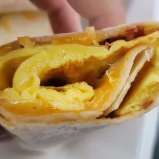 Bacon, egg, and cheese burrito