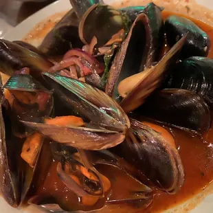 Steamed mussels in white wine &amp; herb sauce