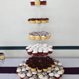 a tiered cupcake display