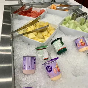 Yogurts and Fresh Fruit at the Breakfast Buffet
