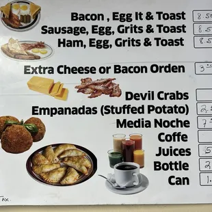 breakfast menu
