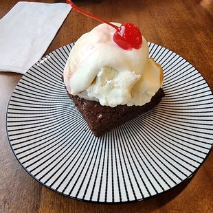 Brownie sundae is delicious and perfect size to share