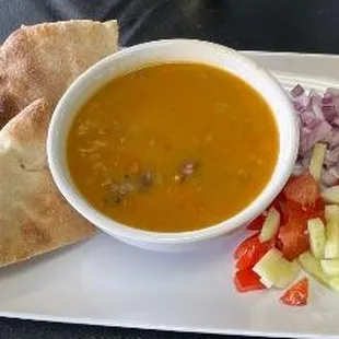 Delicious Balkan Style Chilli with side salad and pita bread